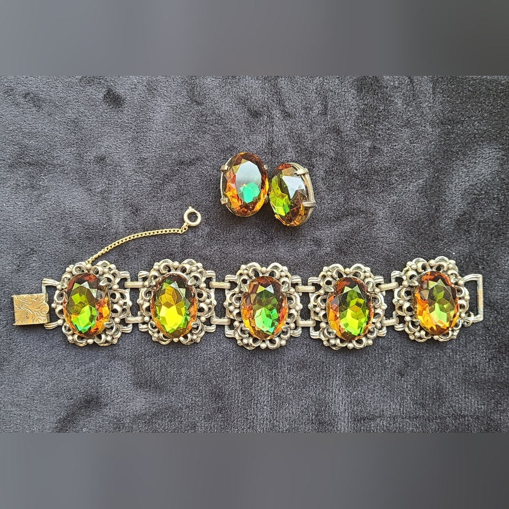 Vintage Watermelon Glass Jewelry Set